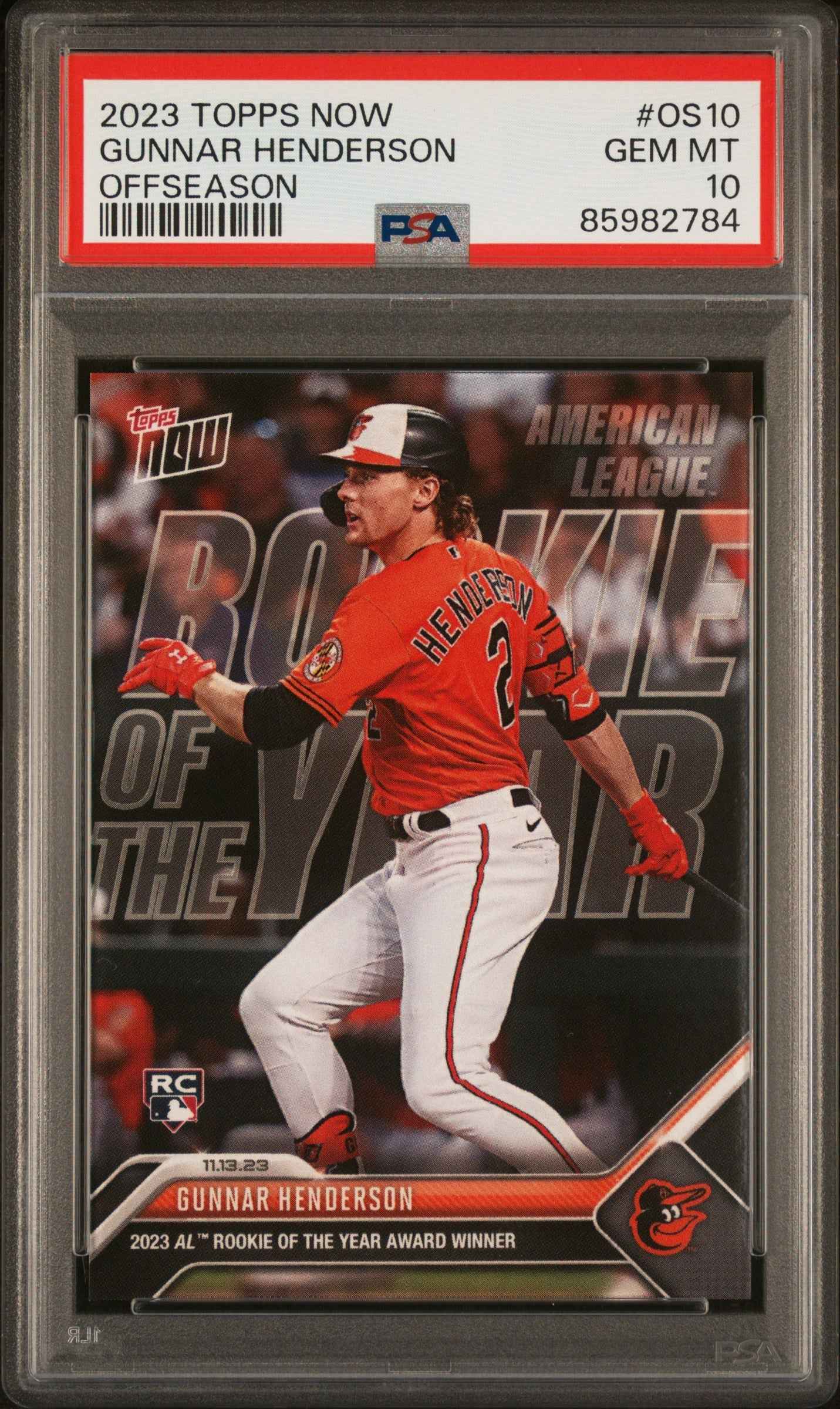 Graded 2023 Topps Now Gunnar Henderson #OS10 Offseason Rookie RC Baseball Card PSA 10 Gem Mint