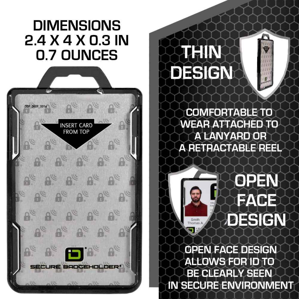 Secure Badge Holder Duolite ® Vertical 2 ID Card Holder, Retractable Reel, and Lanyard Bundle