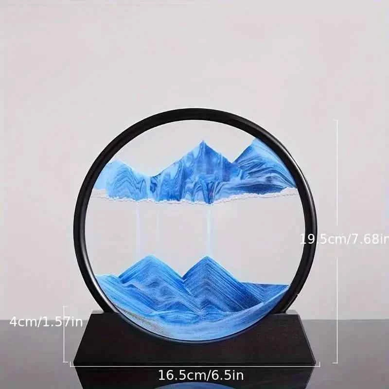 Blue Quicksand Art Glass Ornament - 3D Moving Sand Painting