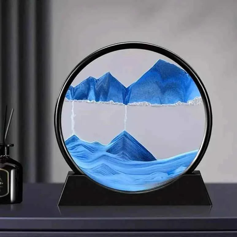 Blue Quicksand Art Glass Ornament - 3D Moving Sand Painting