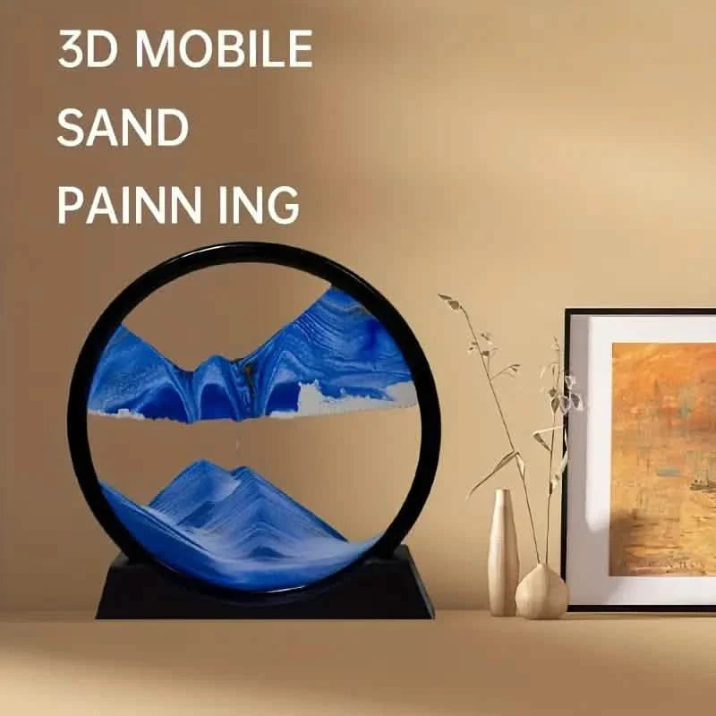 Blue Quicksand Art Glass Ornament - 3D Moving Sand Painting