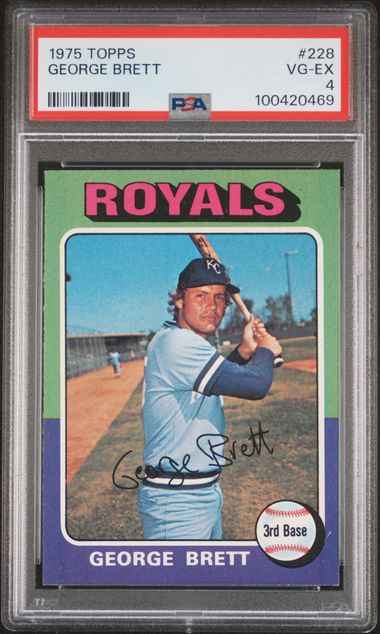 Graded 1975 Topps George Brett #228 Rookie RC Baseball Card PSA 4 VG-EX