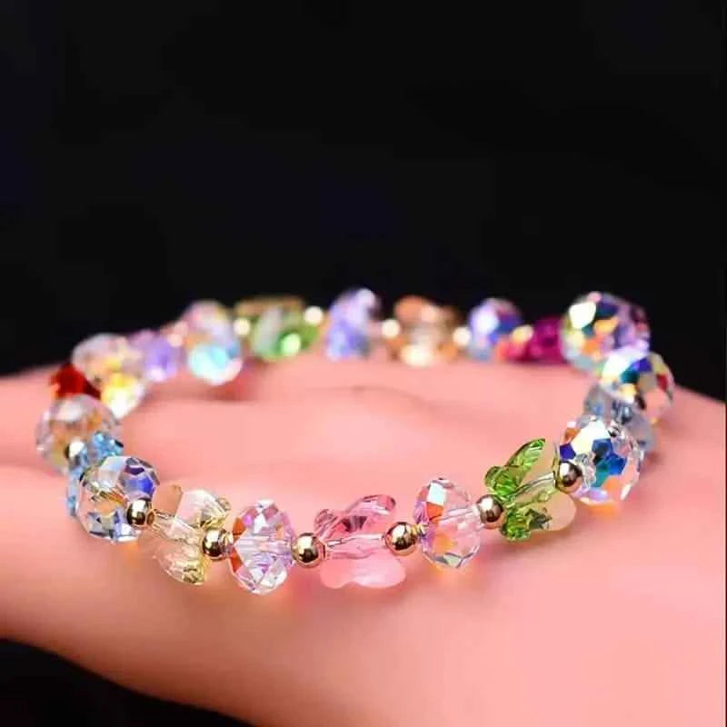 Butterfly-Shaped Artificial Crystal Beaded Charm Bracelet