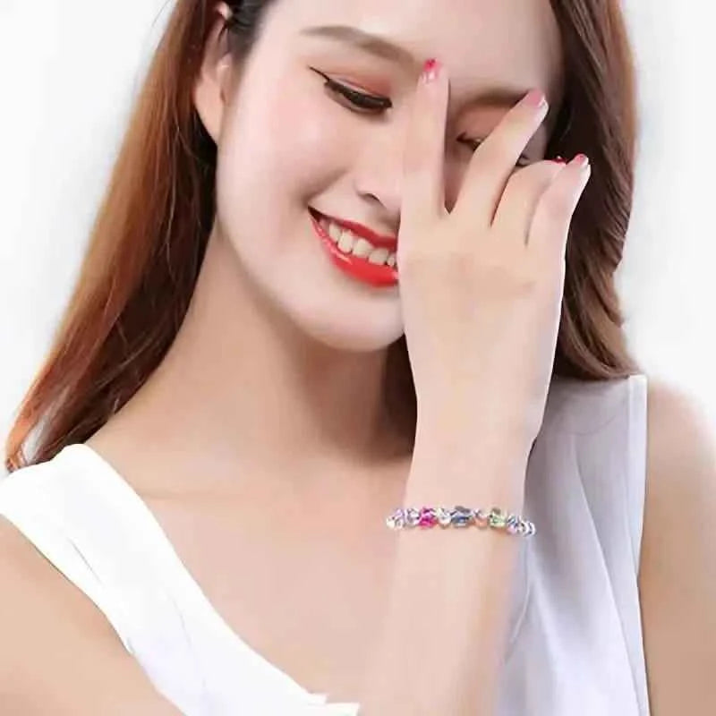 Butterfly-Shaped Artificial Crystal Beaded Charm Bracelet