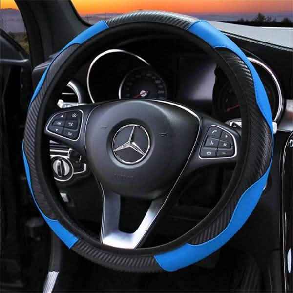 Car Auto Steering Wheel Cover Carbon Fibre Breathable Anti-slip Protector