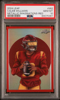 Graded 2024 Leaf Caleb Williams #MI2 Metallic Imaginations Red #/199 Rookie RC Football Card PSA 10 Gem Mint