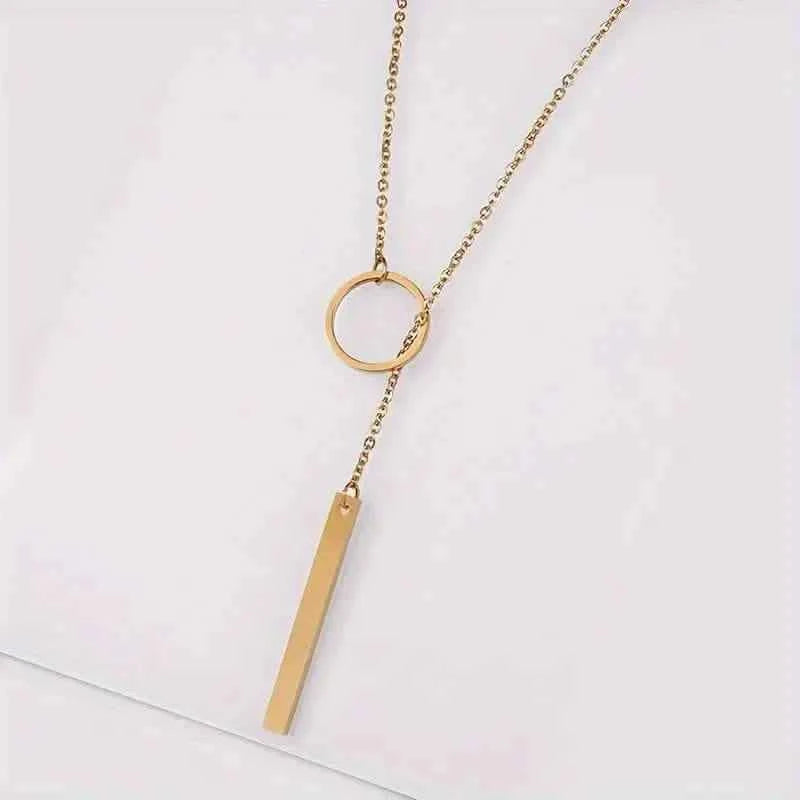 Chic Ethnic-Inspired Alloy Circle & Rod Pendant Necklace