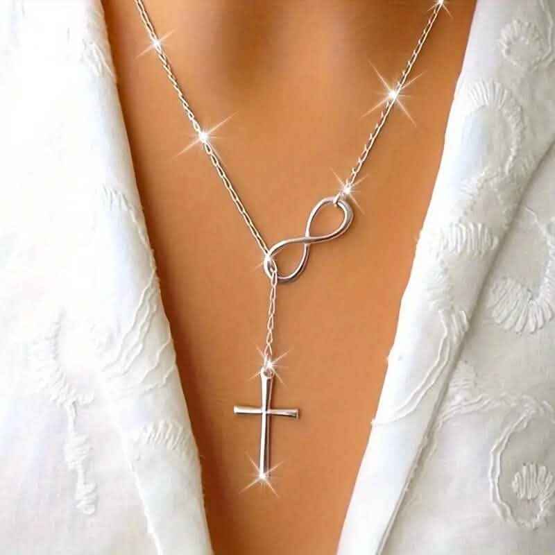 Chic Vintage-Inspired Infinity Cross Pendant Necklace
