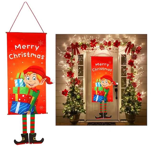Christmas Door Hanging Flag Decor