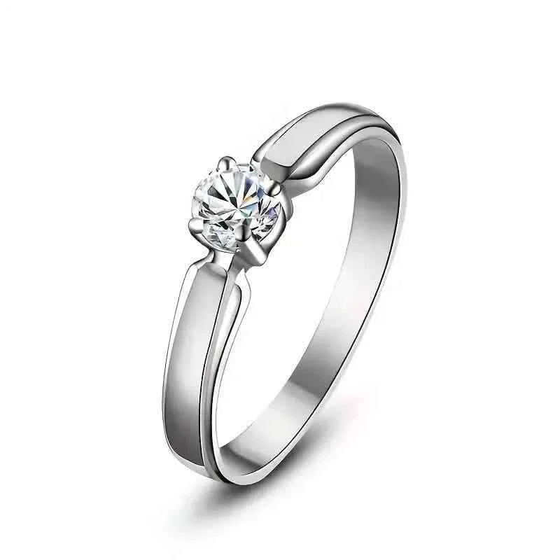 Classic 4-prong Set Round Zirconia Ring For Women