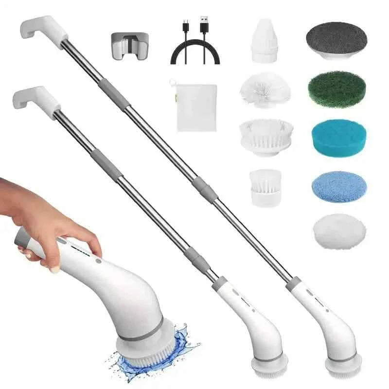 Cordless Power Spinning Cleaner Brush - 8 Replaceable Brush Heads