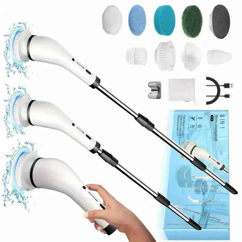 Cordless Power Spinning Cleaner Brush - 8 Replaceable Brush Heads