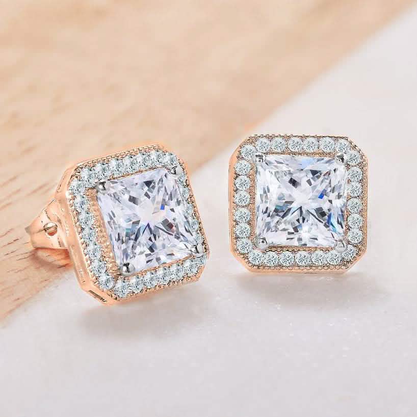 Crystal Princess Halo Stud Earrings