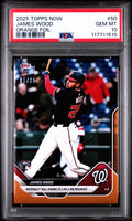 Graded 2025 Topps Now James Wood #50 Orange Foil /25 Rookie RC Baseball Card PSA 10 Gem Mint