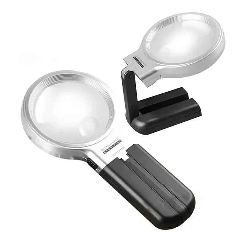 Desktop Handheld Magnifier Two-way Magnifying Mirror Foldable