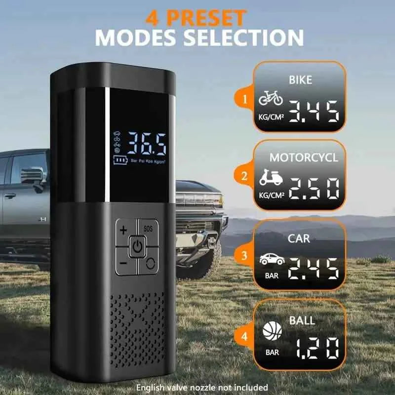 Portable Electric Tire Inflator – 150PSI Air Compressor with Digital Gauge & LED Light