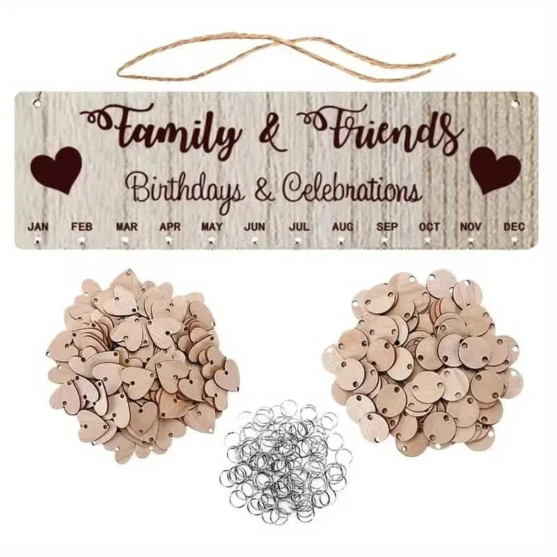 DIY Wooden Family Birthday Board Hanging Sign Pendant