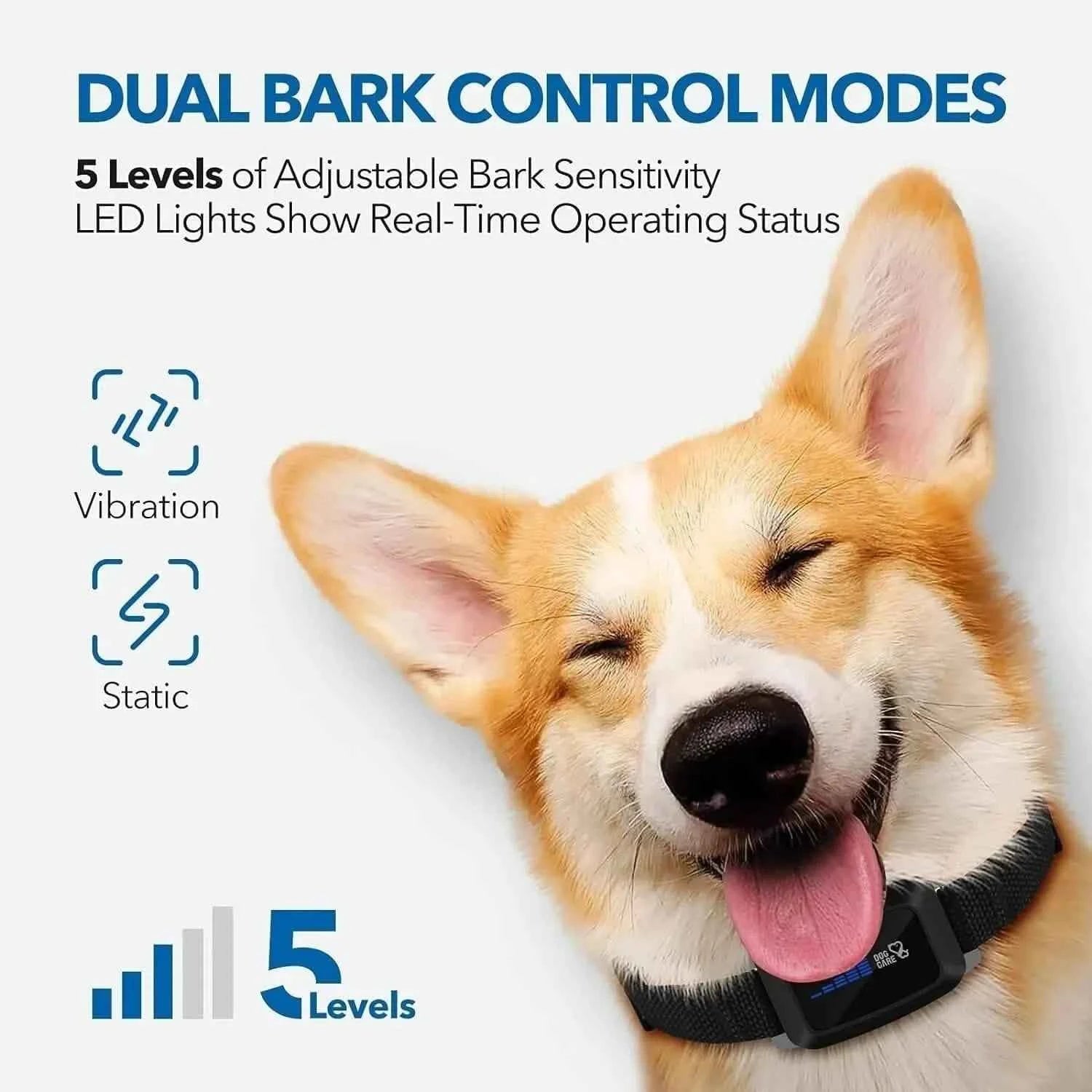 Dog Bark Collar Rechargeable with Intelligent Bark Control Vibration