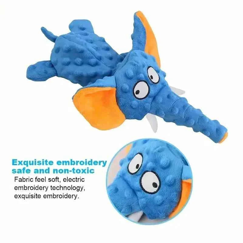 Durable Squeaky Elephant Plush Dog Toy - Bite-Resistant, Teeth Cleaning for All Breeds