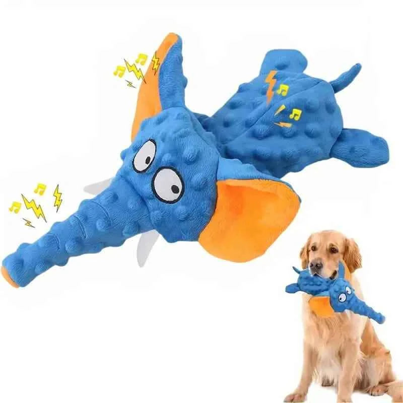 Durable Squeaky Elephant Plush Dog Toy - Bite-Resistant, Teeth Cleaning for All Breeds