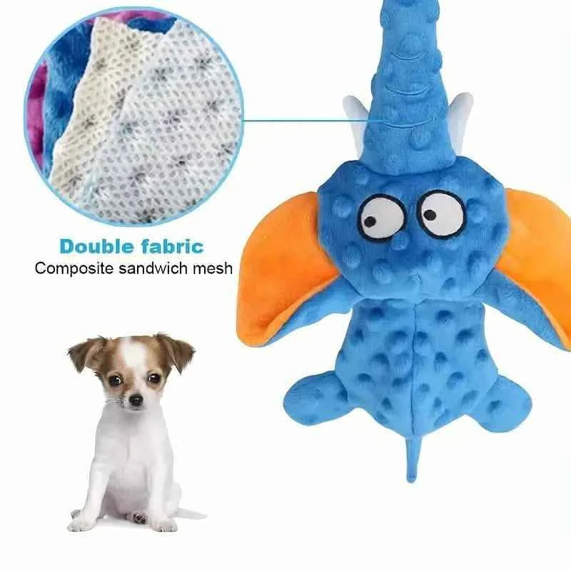 Durable Squeaky Elephant Plush Dog Toy - Bite-Resistant, Teeth Cleaning for All Breeds