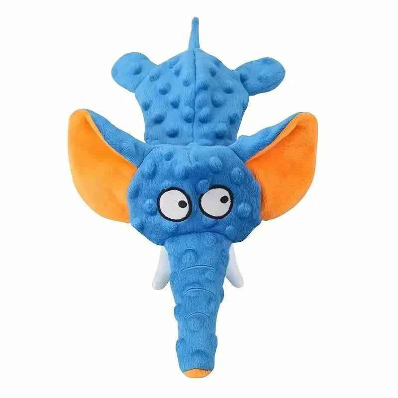 Durable Squeaky Elephant Plush Dog Toy - Bite-Resistant, Teeth Cleaning for All Breeds