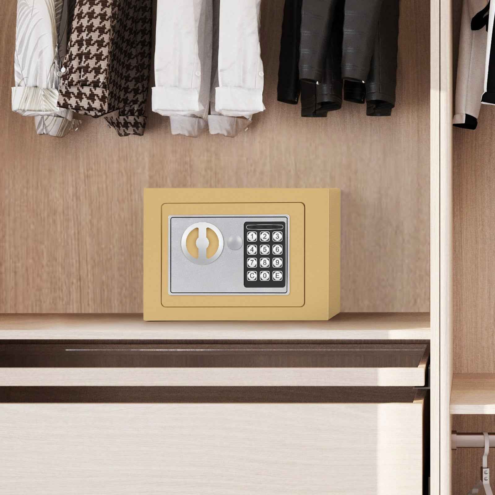 Compact Digital Safe Box – Keypad & Key Access