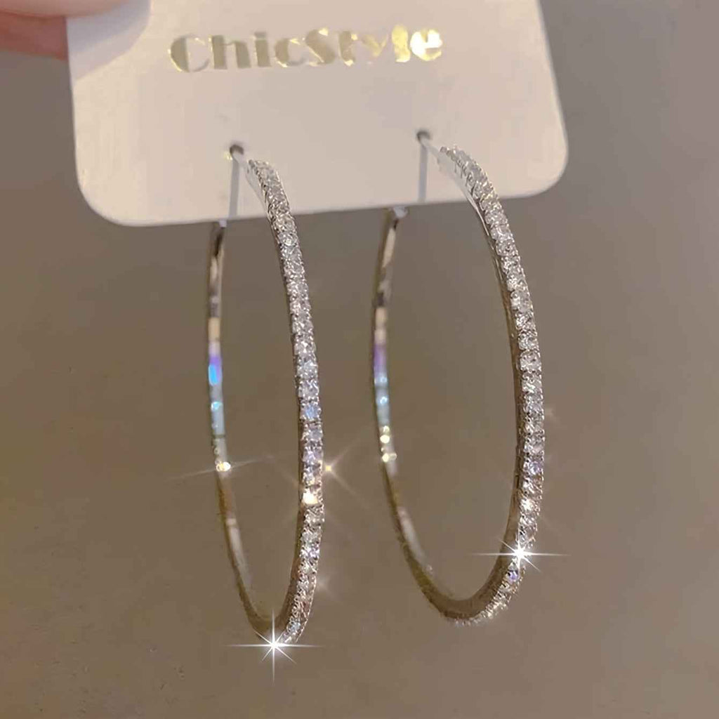 Women's Rhinestone Hoop Earrings – Large Stainless Steel Bling Hoops