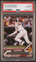 Graded 2024 Topps Now Jackson Merrill #790 Rookie RC Baseball Card PSA 10 Gem Mint