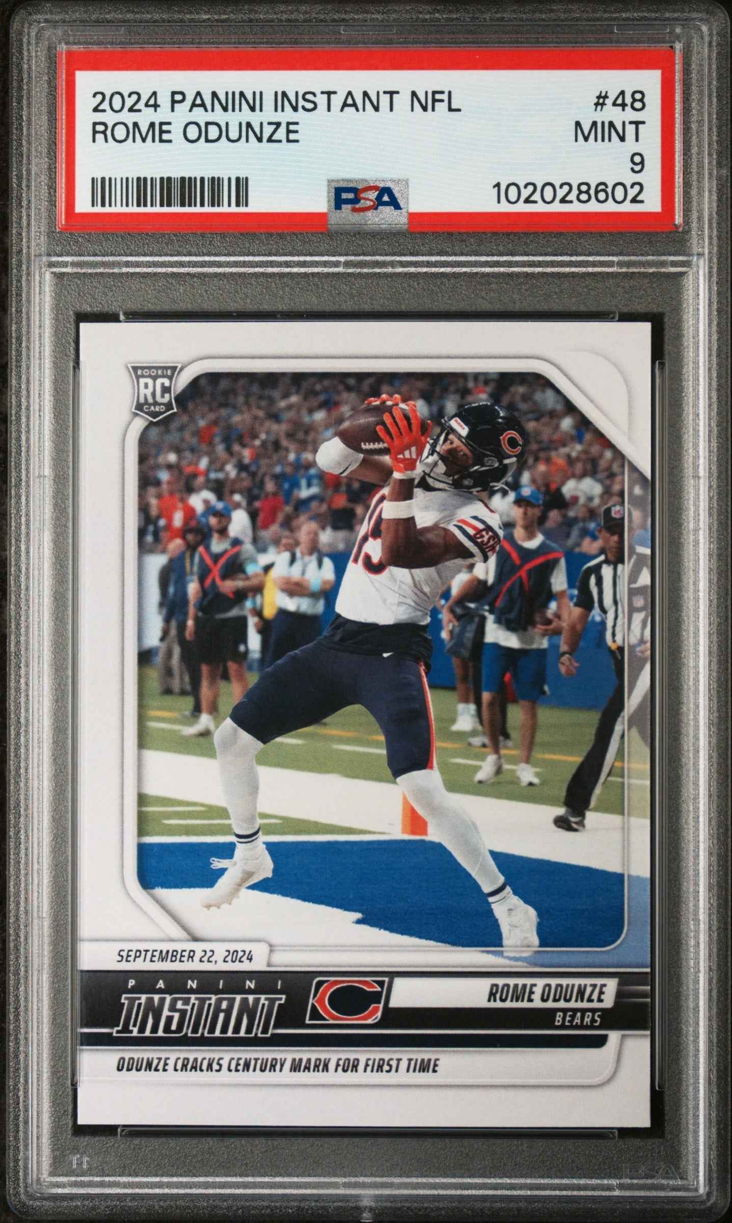 Graded 2024 Panini Instant NFL Rome Odunze #48 Rookie RC Football Card PSA 9 Mint