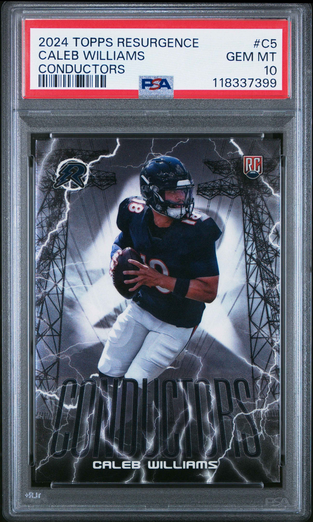 Graded 2024 Topps Resurgence Caleb Williams #C5 Conductors Rookie RC Football Card PSA 10 Gem Mint