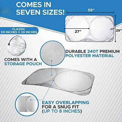 EcoNour Car Windshield Sun Shade with Storage Pouch