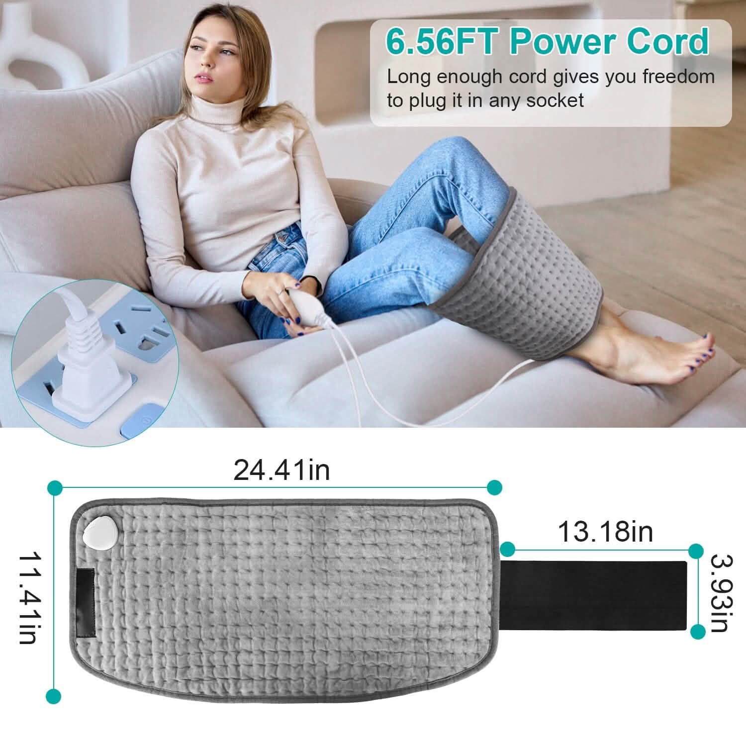 Electric Heating Pad for Back Abdomen Shoulder with 10 Adjustable Temperature Smart Timer Setting