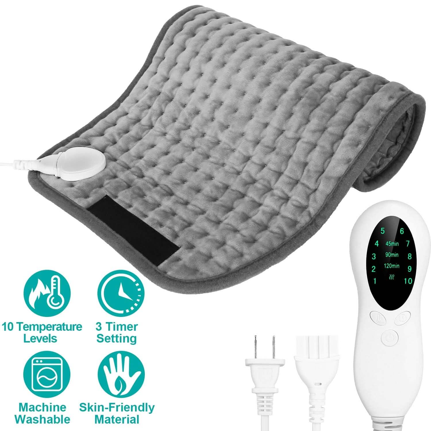 Electric Heating Pad for Back Abdomen Shoulder with 10 Adjustable Temperature Smart Timer Setting
