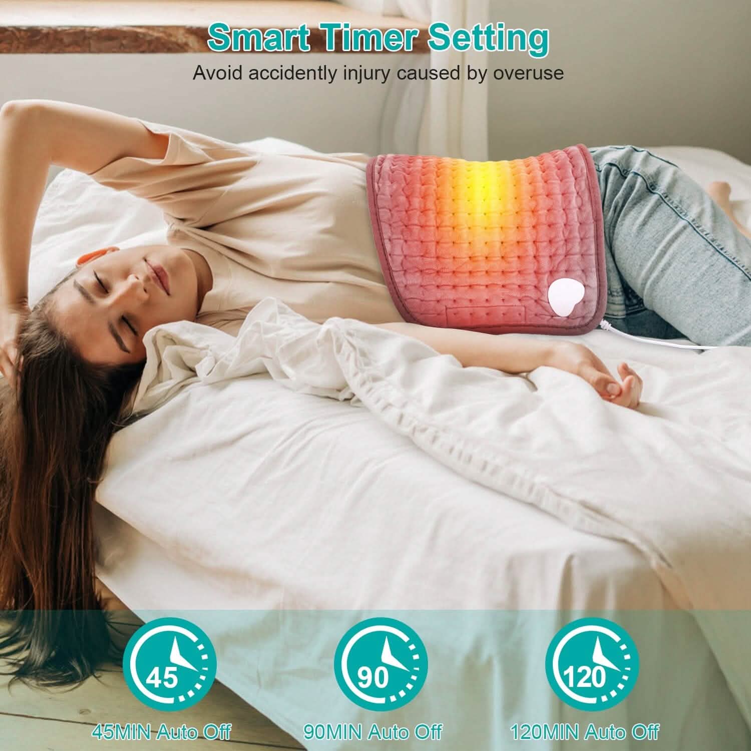 Electric Heating Pad for Back Abdomen Shoulder with 10 Adjustable Temperature Smart Timer Setting