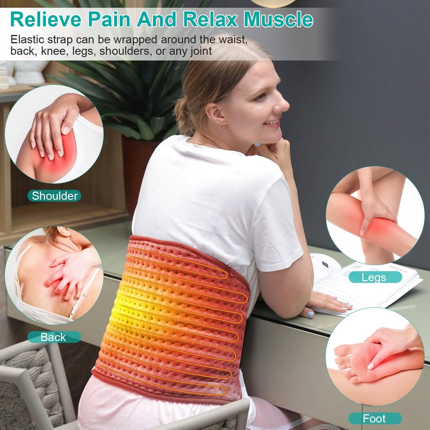 Electric Heating Pad for Back Abdomen Shoulder with 10 Adjustable Temperature Smart Timer Setting