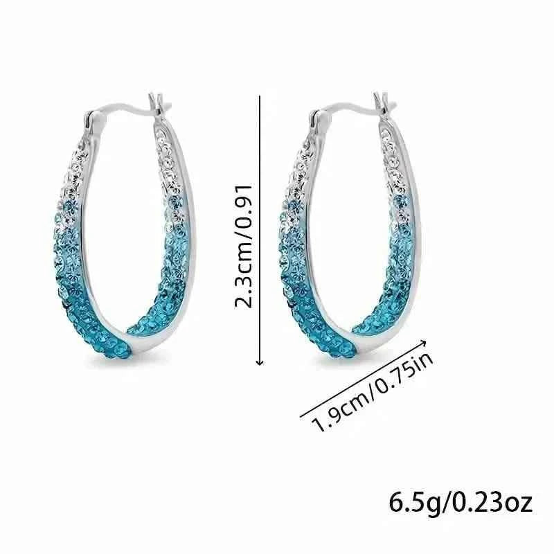 Elegant Dual Tone Gradient Glitter Hoop Earrings