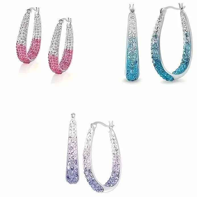 Elegant Dual Tone Gradient Glitter Hoop Earrings