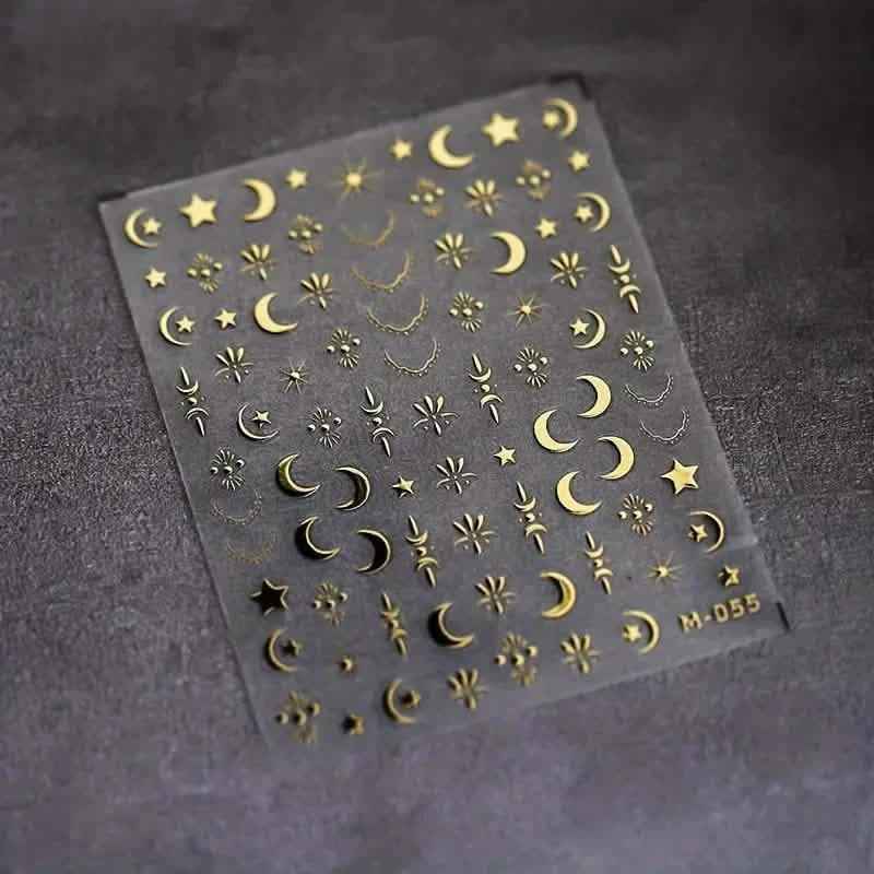 Embossed Three-dimensional Star and Moon Pattern Nail Stickers