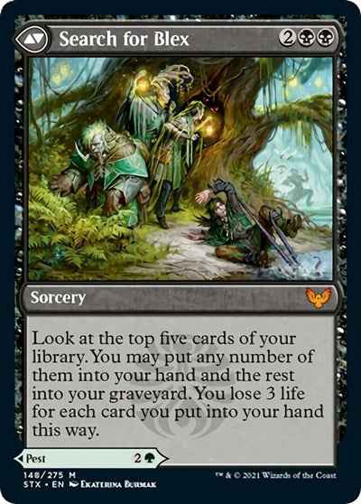 Blex, Vexing Pest // Search for Blex (PRE-148S) - Strixhaven: School of Mages Promos Foil