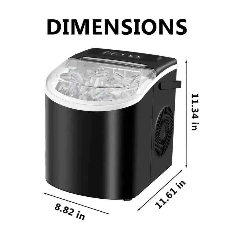 Countertop Portable Ice Maker – 26lb/24h, 9 Cubes/6min, Black