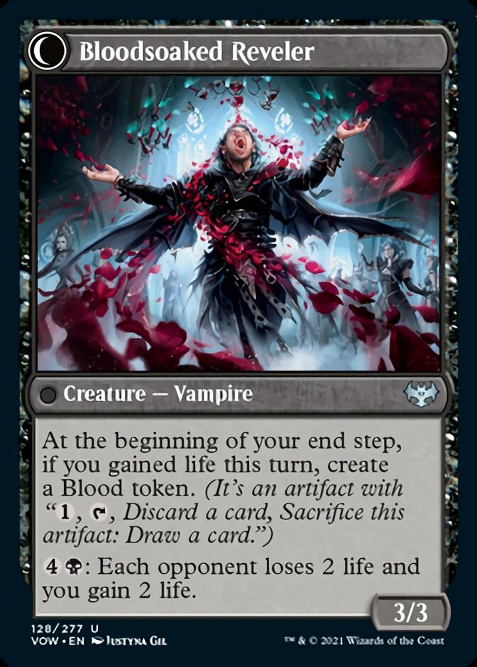 Restless Bloodseeker // Bloodsoaked Reveler (VOW-128) - Innistrad: Crimson Vow: (Double Faced Transform) Foil