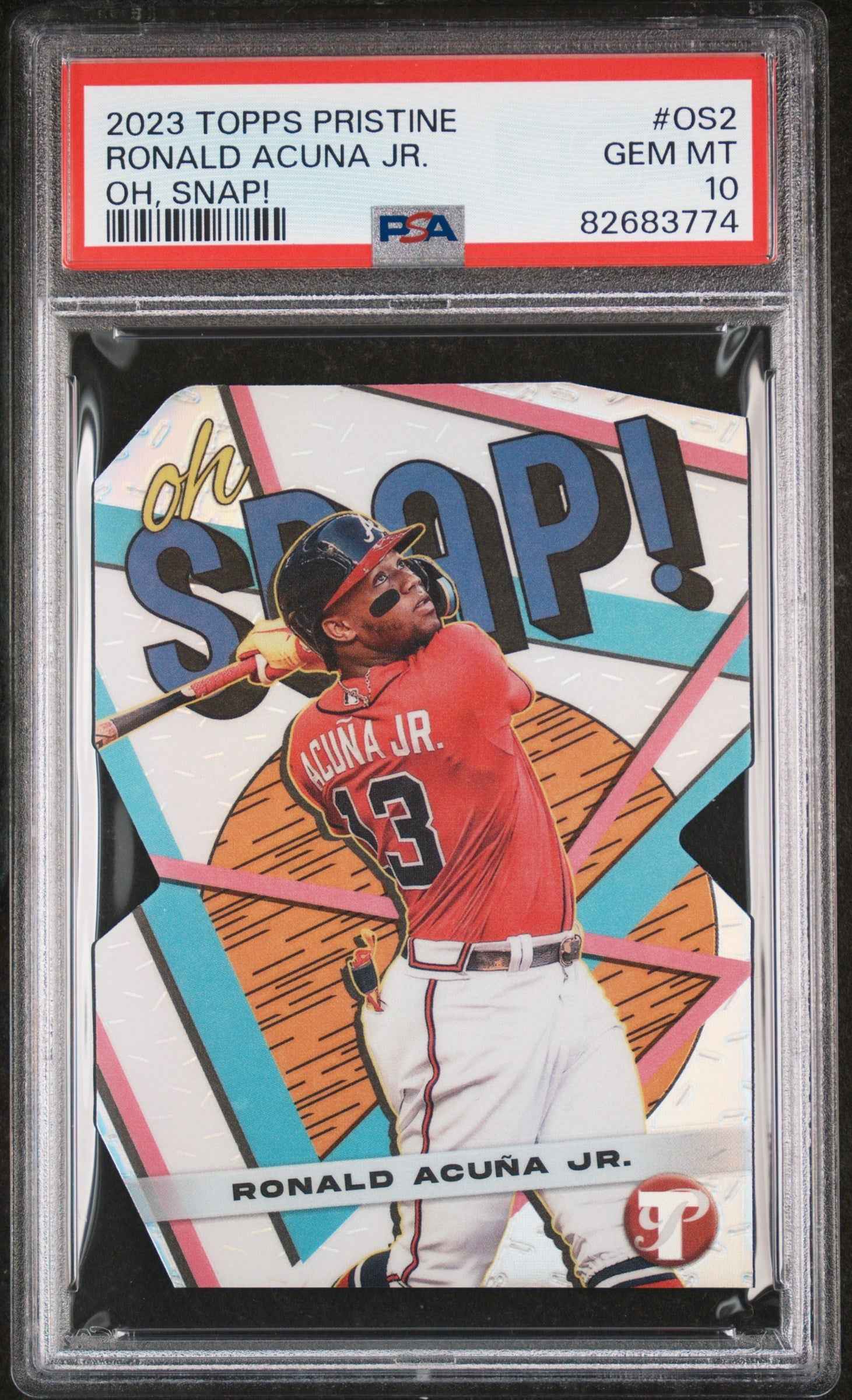 Graded 2023 Topps Pristine Ronald Acuna Jr. #OS2 Oh, Snap! Baseball Card PSA 10 Gem Mint