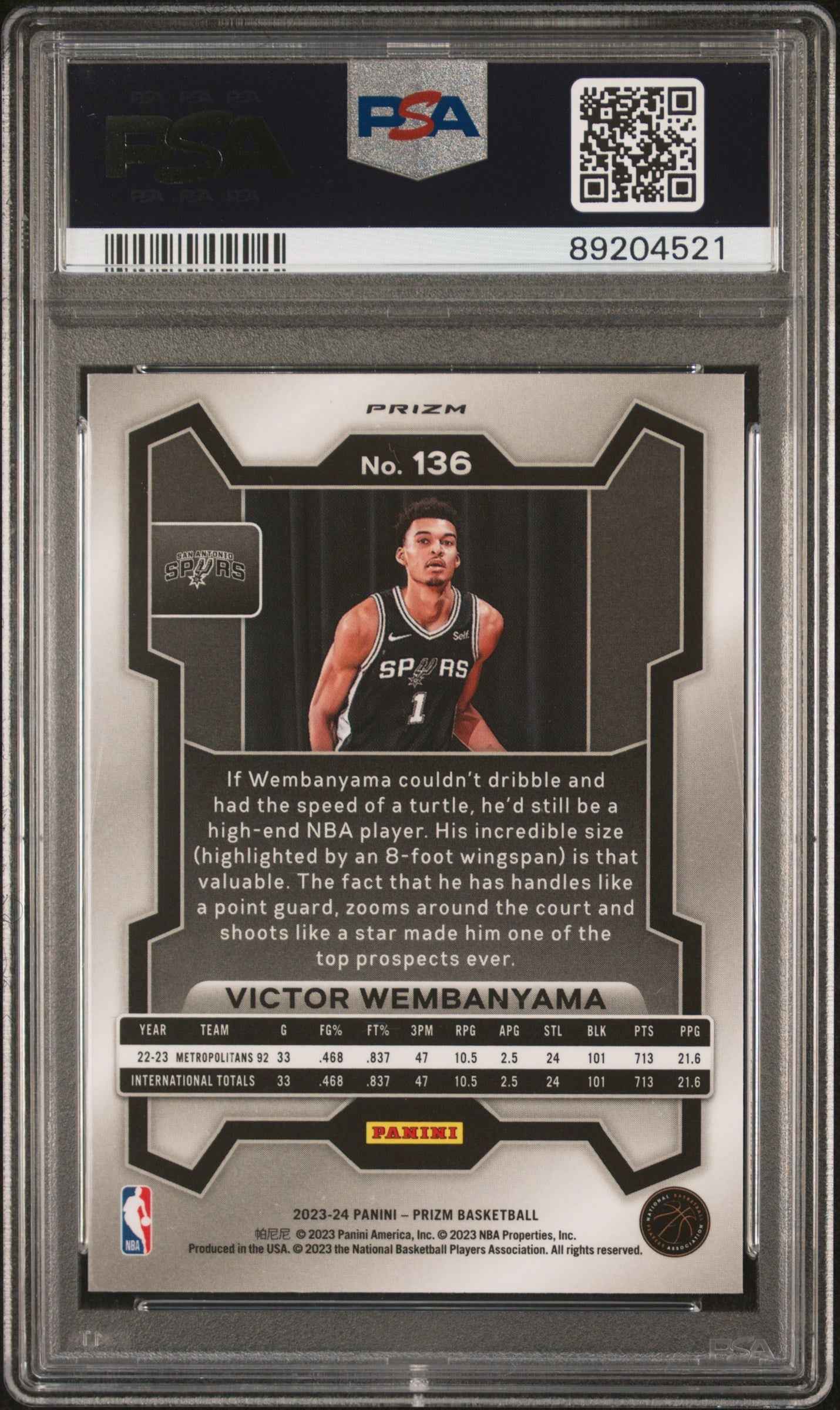 Graded 2023 Panini Prizm Victor Wembanyama #136 Green Rookie RC Basketball Card PSA 10 Gem Mint
