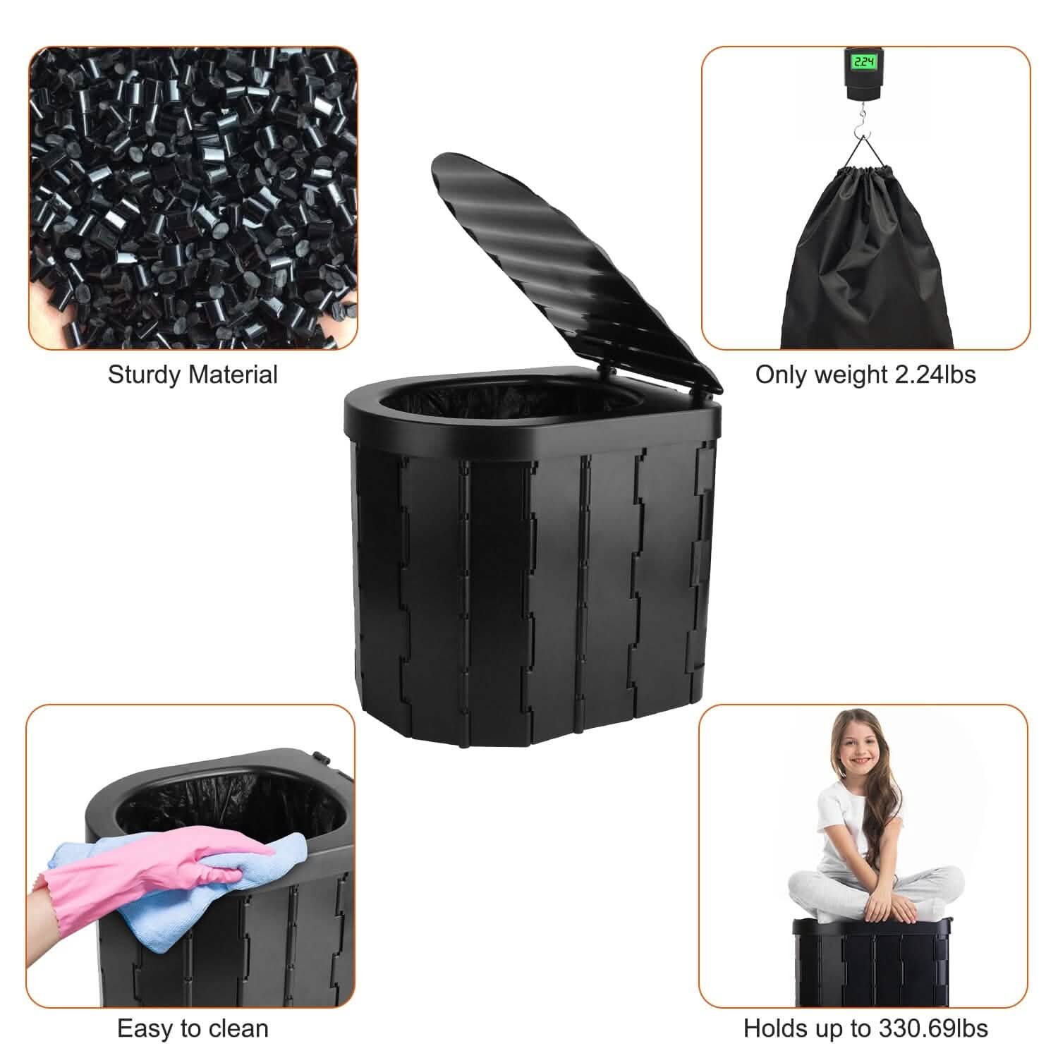 Foldable Emergency Toilet Portable Porta Potty