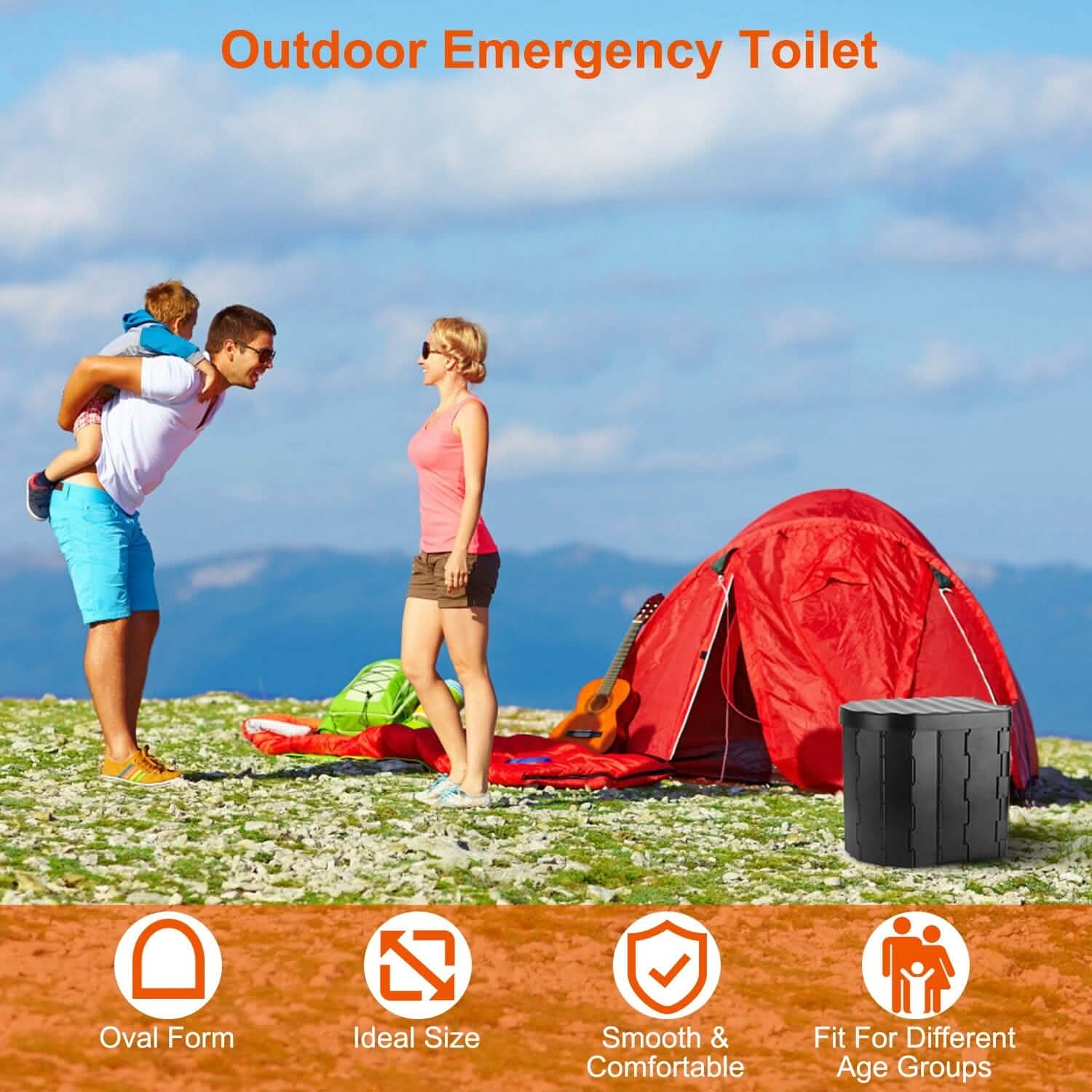 Foldable Emergency Toilet Portable Porta Potty