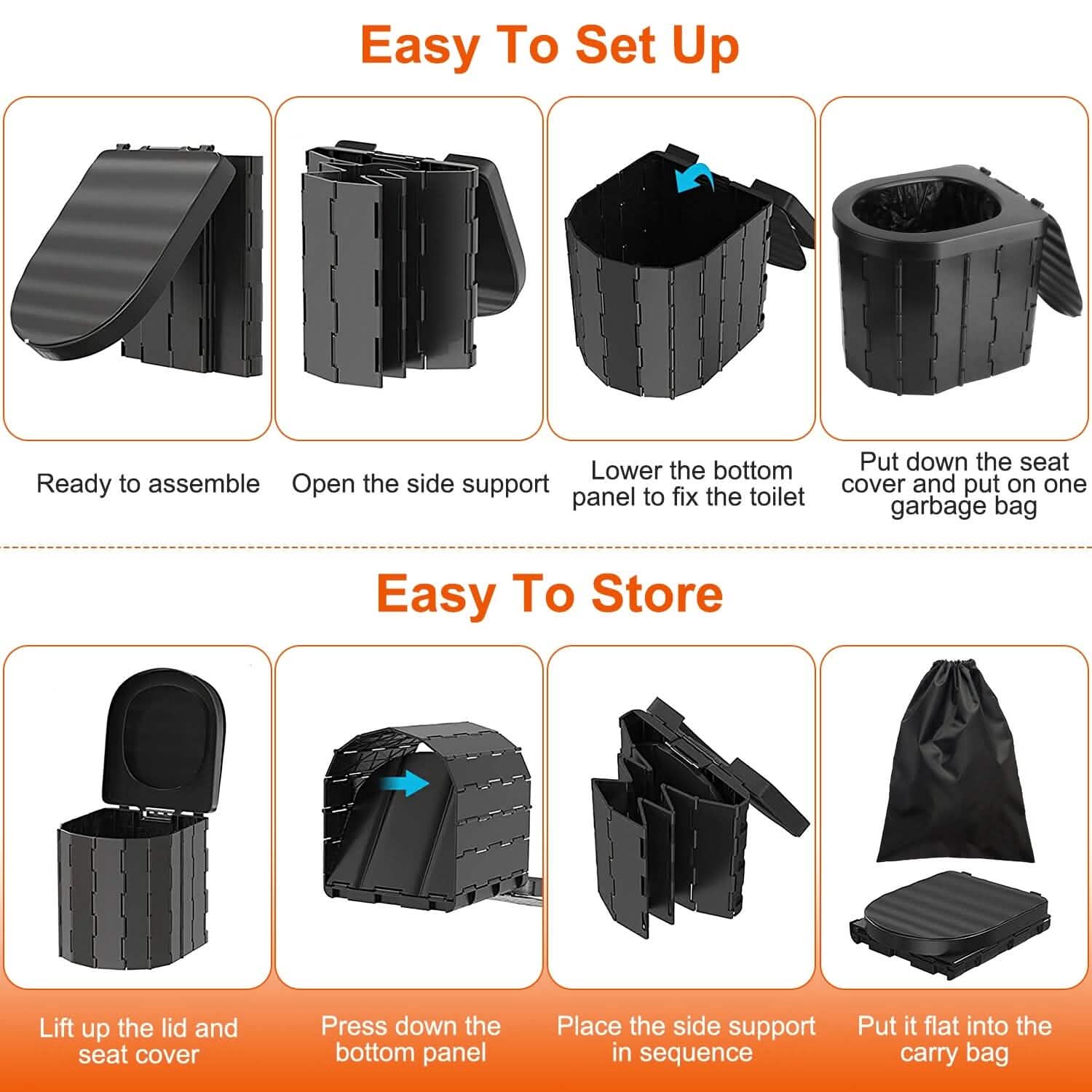 Foldable Emergency Toilet Portable Porta Potty