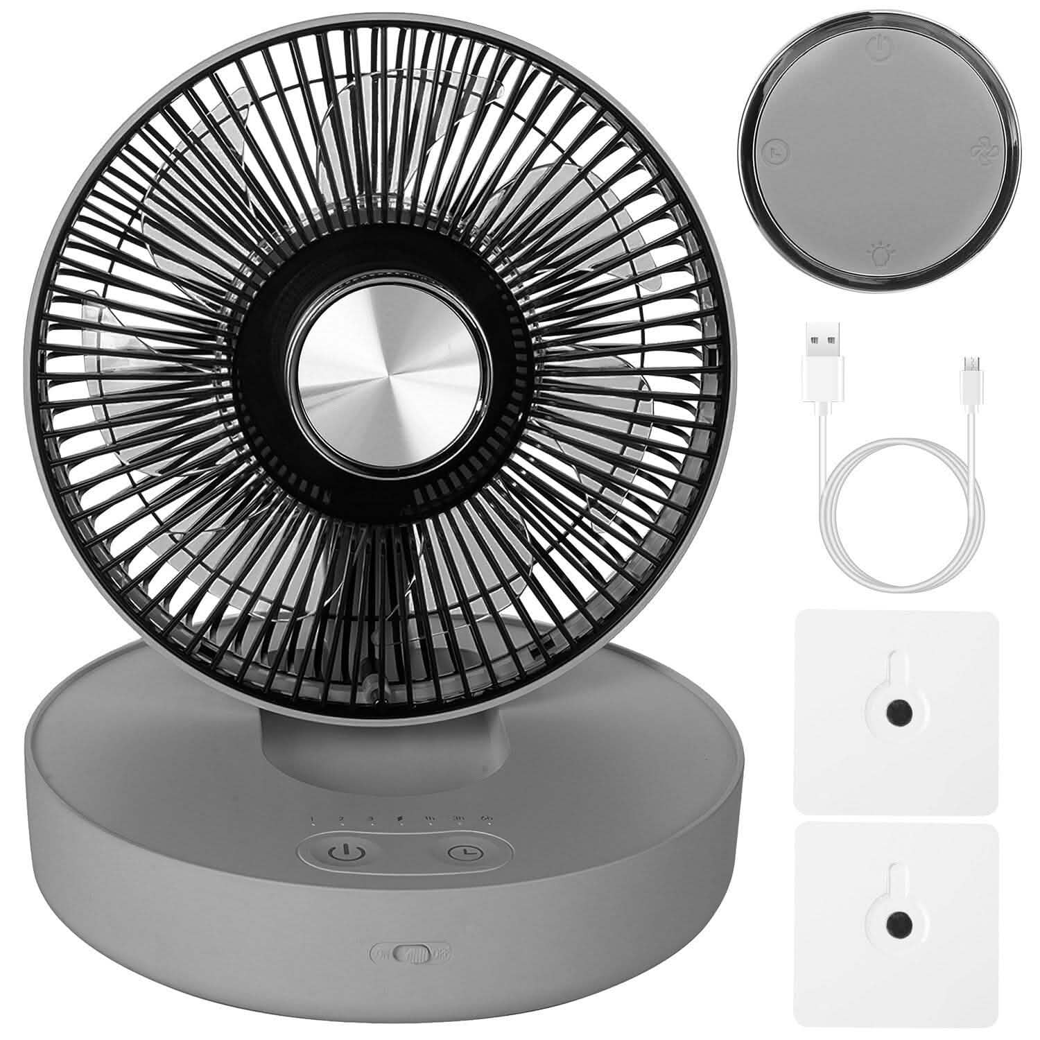 Foldable Rechargeable LED Desk Fan Wall Mounted with Magnetic Remote