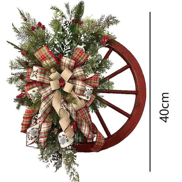 Front Door Wooden Vintage Winter Decorative Christmas Wreath
