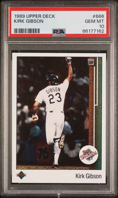 Graded 1989 Upper Deck Kirk Gibson World Series Home Run #666 Baseball Card PSA 10 Gem Mint